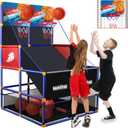 Arcade Basketball Game Set for Kids, Boy Toys Basketball Hoop with 4-5 Balls for 3-12 Years Old, Adjustable Height w/Pump & Storage Net for Kids Indoor Outdoor Sports Play, Christmas Birthday Gifts