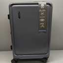 LEVEL8 Checked Luggage, Large Suitcase, Lightweight Luminous Textured Tsa Approved Medium Hardside Luggages with 8 Spinner Wheels, 24 Inch, Dark Grey