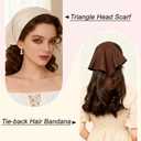MoHern Bandana Headband for Women, 3 Colors Adjustable Tie-Back Boho Head Scarf, Triangle Hair Bandanas with Precision Cut Design (One Size, Beige+khaki+coffee)