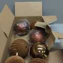 Menkxi 7 Pcs Large Velvet Christmas Balls Ornaments Shiny Glitter Flocked Christmas Tree Ornaments Hanging Decorations with Ribbon for Xmas Holiday (Brown,4 Inch)