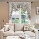 Loom and Mill Luxury Waterfall Valances for Windows, Jacquard Thick Swag Waterfall Curtains Valance with Tassels for Living Room, Bedroom Party Banquet Decorations (Grey, W59 Inch, 1 Panel), 59"W x 45"L
