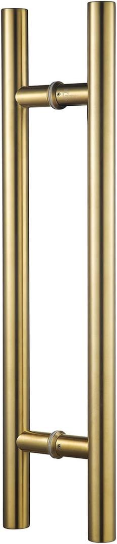 TOGU TG-6012 18 inches Solid Standoffs Heavy-Duty Commercial Grade-304 Stainless Steel Push Pull Door Handle/Barn Door Pull Handle/Glass Pulls, Satin Gold Finish (18-IN Length/1.26-IN Cross Section Diameter)