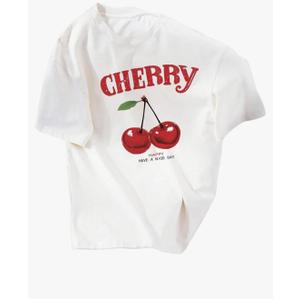 SOLY HUX Women's Cute Graphic Tees Cherry Print Oversized T Shirt Half Sleeve Crew Neck Summer Tops 15 Y