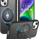 HuwaiH 360 Rotatable Magnetic Ring Stand for iPhone 14 Plus Case, Compatible with MagSafe, Military-Grade Shockproof, Anti-Scratch Matte Translucent Phone Case for iPhone 14 Plus(Black)