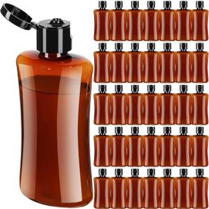 Domensi 36 Pcs 3.4 oz Travel Bottles Bulk Plastic Squeeze Lotion Bottles with Flip Cap Small Portable Travel Leak Proof Refillable Empty Cosmetic Container for Toiletries Liquid Shampoo(Amber)