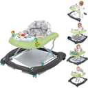 5 in 1 Foldable Baby Walker, Activity Baby Walker-Baby Bouncer, Rocker, Activity Center,Seat and Push Walker,Detachable Trampoline Mat, Adjustable Speed Rear Wheels and Height,Ages 6-18 Months(Green)