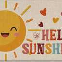 Hello Sunshine Welcome Front Door Mat, Cute Sun Love Heart Decorative Doormat Non-Slip Floor Entryway Rug, Spring Summer Low Profile Indoor Outdoor Home Kitchen Decoration 17x29 Inches