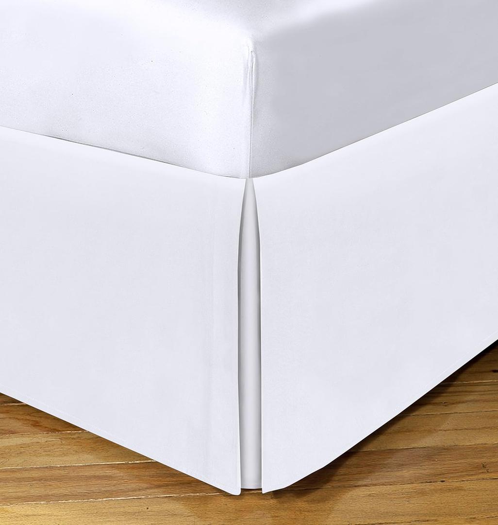 Spacemaker Extra-Long 21" Drop Length Bed Skirt, King, White