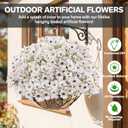 22 Pack Artificial Flowers Outdoor Fake Plants, Faux Flowers UV Resistant with Plastic Plants, Faux Silk Flowers for Outdoors Outside Front Porch Hanging Planter Window Box Garden Decoration(White)