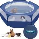Small Animal Playpen with Zippered Top, Portable Waterproof Pet Cage (47"x23") for Kitten, Bunny, Guinea Pig, Hamster, Chicken Brooder, Indoor & Outdoor Exercise Pen, Foldable Design (Navy)