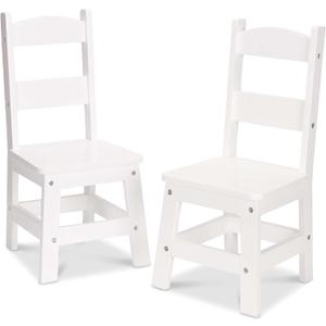 Melissa & Doug Wooden Chairs, Set of 2 - White Furniture for Playroom (Multi-color)
