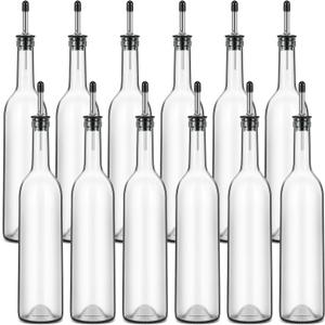 Maxdot 12 Pcs Syrup Bottle Long Neck Glass with Pour Spout, Liquor Syrup
750ml 12oz Capacity, Metal Pourers for Precise Dispensing, Home Bar Wine Juice Syrup, Wedding Anniversary Party Events