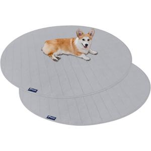 Washable Pee Pads for Dogs 2 Pack, Waterproof Round 48" Dog Whelping Pads, Reusable Pee Pad Quilted, Fast Absorbing Training Pads for Dogs, Housebreaking Absorption Pads,Grey (Gray)