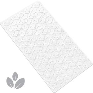 WRISIN Bathtub Mat Non Slip with Suction Cups - 100% Rubber Bathroom Mat Textured for Bath Tub Shower Safety - Soft on Touch - BPA/ PVC Free - Pet Dog Bath Mat - Machine Washable - 16 × 28 Inch (White）