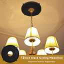 2 Pieces PU Ceiling Medallion Decorative Ceiling Fan Medallion Round Home Lighting for Light Fixtures Chandeliers, 12"od x 3.5"ID(Black)