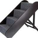 TRIXIE Dog Stairs with Nonslip Carpet - 4 Step Pet Stairs for Beds and Couches - Easily Adjustable - in Espresso Brown