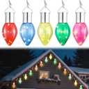 Aurelema 5 Pcs Christmas C9 Solar Light Bulbs Jumbo Hanging LED Light Bulb with Clip Waterproof Outdoor Garden Hanging Solar Lights for Christmas Tree Yard Fence Patio Party