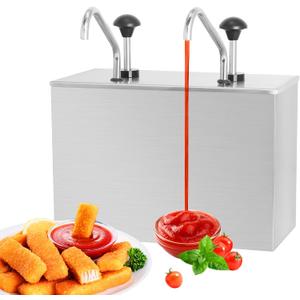 Commercial Sauce Dispenser Pump Stainless Steel Condiment Pump Station 7.4Quart Pump Dispenser Container for Ketchup Dressing Syrup Jam BBQ Sauce