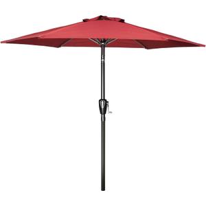 Simple Deluxe 7.5ft Patio Umbrella Outdoor Table Market Yard Umbrella with Push Button Tilt/Crank, 6 Sturdy Ribs for Garden, Deck, Backyard, Pool, Red