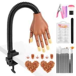 Practice Hand for Acrylic Nails: Flexible Fake Hand Manicure Training Hand with Nail Tip Never Fall Off - Mannequin Hand Nail Kit for Beginners