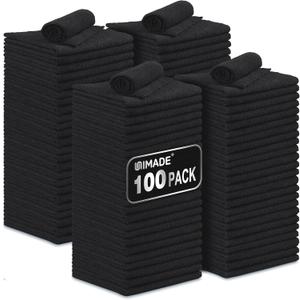 Microfiber Cleaning Cloth, 100 Pack Microfiber Towels for Cars Commercial Grade Work Rags Bulk Detailing Cloth for Automotive Bar Mechanic Restaurant Garage Housekeeping, 11.5"x 11.5", Black