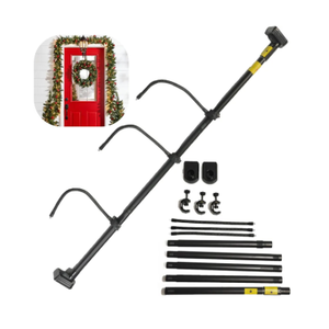 Adjustable Garland Hanger for Front Door - Fits 28" to 80" Doors, Wreath Holder Christmas, Halloween DecorationsNoScrews/Drilling Damage-Free InstallationGarland Door,with 3 Hooks Tension Rod