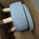 Wimarsbon Storage Ottoman, Modern Round Footrest with Soft Padded Seat, Teddy Velvet Footstool with Wood Legs, Accent Small Table or Plant Stand for Hallway, Living Room (Blue)