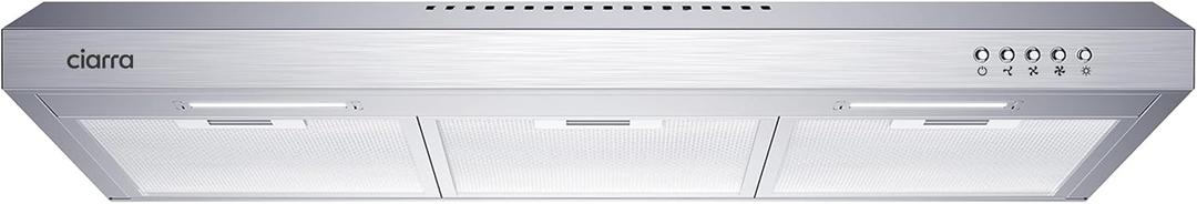 CIARRA Ductless Range Hood 30 inch Under Cabinet Hood Vent for Kitchen Ducted and Ductless Convertible CAS75918A (silver)