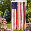 4th of July Decorations 4 x 2.3 FT Vintage Rag American Flag Banner Hanging Fourth of July Banner Patriotic Independence Day Accessories for 250th Anniversary Celebration Indoor Outdoor Decoration