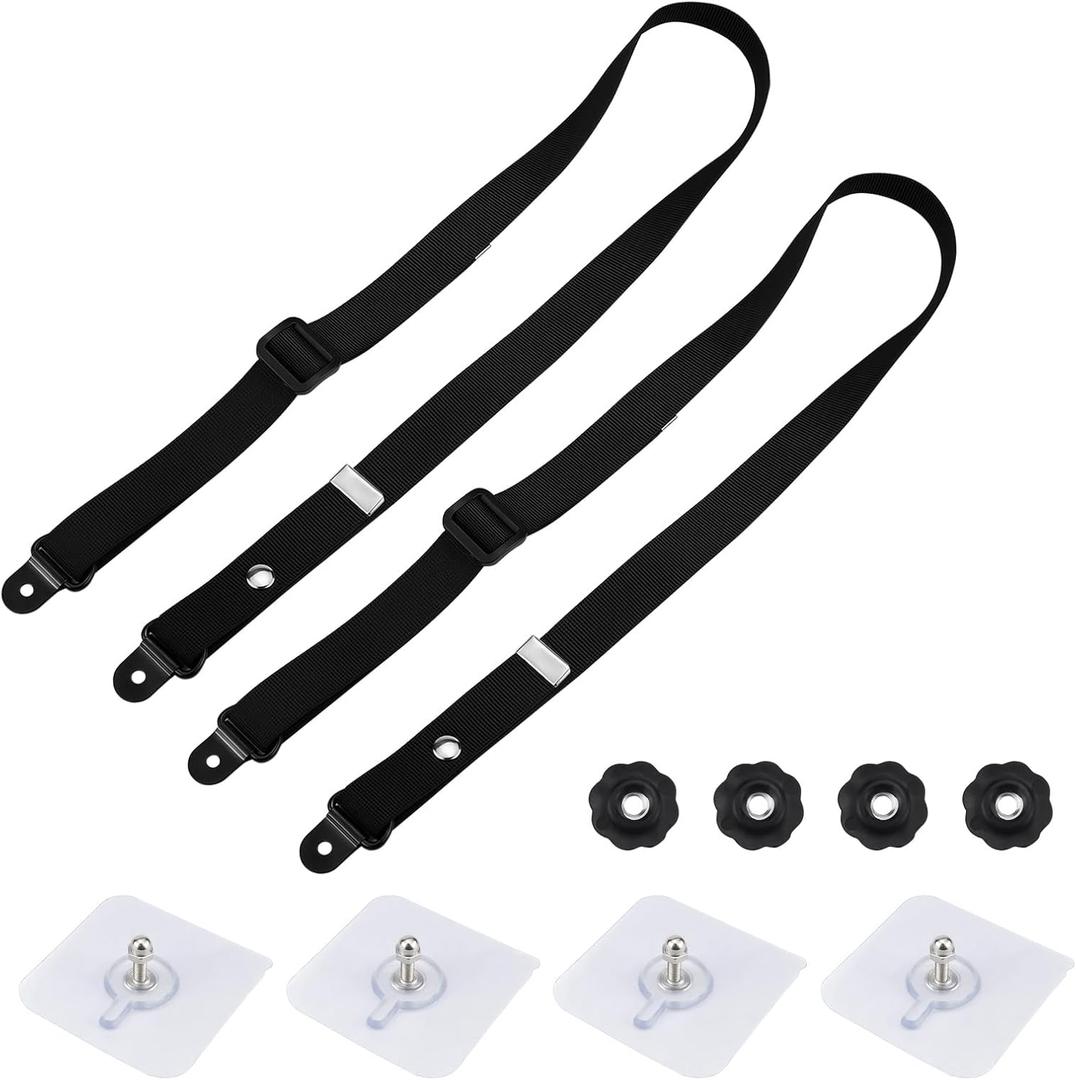 2 Pack Adjustable TV Safety Straps, Wall Anchors Prevent Falling Strap, No-Drill Adhesive Anti-Tip Furniture Anchors for Baby Proofing