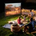 STWUI Outdoor-Projector-Screen-with-Stand - 120 inch Portable Projector Screen Indoor Outdoor Projector Screens 16:9 4K HD Lightweight Movie Screen with Carry Bag for Backyard Movie Night
