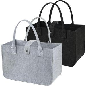 Pcs Reusable Felt Tote Bags Extra-Large Capacity Foldable Design Perfect For Daily Bulk Shoppin (Standard)
