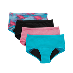 Hanes Girls' Comfort, Period. Boys'hort & Hipster Period Underwear, Moderate Protection, Multi-Pack 8