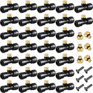 Misting Nozzles Kit Include Water Misting Tees Thread 1/4 Inch and Brass Orifice Nozzle with Black Plug for Outdoor Spray Cooling System(72 Pieces)