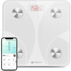 Etekcity Scale for Body Weight, Smart Digital Bathroom Weighing Scales with Body Fat and Water Weight for People, Bluetooth BMI Electronic Body Analyzer Machine, 400lb (White)