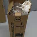 Pandaloo Glass Cups With Lids and Straws -20 Fl Oz- Perfect Size Iced Coffee Cup - Smoothie Cup With Bamboo Lid and On the go Lid - Glass Tumbler With Straw (1 Count (Pack of 1), Black Saphir)