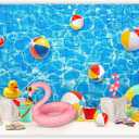 8x6ft Summer Swimming Pool Photography Backdrop Water Banner | Blue Splash Waves Tropical Beach Ocean Ball Background, Kids Adults Party Decorations, Holiday Photo Booth, Polyester Fabric