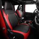 FREESOO for Jeep Gladiator Seat Covers 2020 2021 2022 2023 2024 2025 2026 Full Set, W/NO Rear Cup Holder, Custom Fit for Gladiator JT 2020-2024 2025 2026, Waterproof Faux Leather Black Red