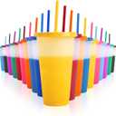 19pcs 24oz Color Changing Cups with Lids and Straws, Color Changing Tumbler, Reusable Cups with Lids in Multicolors Perfect for Cold Drinks, Cold Coffee, Smoothie etc