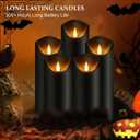 Black Pillar Flameless Candles 3D Wick with Controller,led Slim Candles Flicering Flame,Battery Operated Fake Plastic Candles for Halloween Christmas,Party Dcor.(5Pack H 5" 5" 6" 6" 7" x D 2.2")