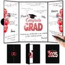 Graduation Decorations 2025 Guest Book, Grad Party Decorations Class of 2025, Red and Gold Theme