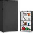Storage Shelf Cover,Outdoor Heavy Duty 600D 48''W x 18''D x 82''H Dustproof Waterproof Shelf Covers for Wire Shelving,Storage Rack Cover with Zipper (Black)