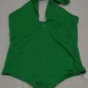 REORIA Butsmooth Women's Trendy Sexy Criss Cross Halter Neck Sleeveless Thong Bodysuits Tops Clubwear (Medium, Green)