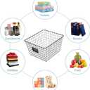 JUNCHU CHERRY 4 PackExtra Large Wire Handmade Storage Basket for Organizing Household Goods,Pantry Organization,Bathroom countertop,Laundry,Wardrobe Storage Basket,Black