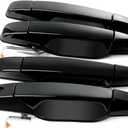 4 PCS Black Exterior Door Handle Front Rear Driver Passenger Compatible with 2007-2014 Chevy Silverado Suburban Avalanche Tahoe, GMC Sierra Yukon, Escalade Replaces 20828258, 22738721, 25960525