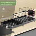 Kitchen Countertop Drying Rackwith Drainer Board Multifunctional 2-Tier Organizer, Utensil Rack and Cup Holder, Removable Design for Kitchen Countertops (Powder Coated Black)
