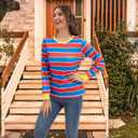 Adult Womens Long-Sleeved Striped T-Shirt Cartoon Character Costume for Halloween Cosplay Party (XX-Large, Red and Blue Stripes)