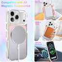 Cute Case for iPhone 17 Pro Max Case with Camera Lens Protector Stand for Women Girls Men [Compatible with Magsafe] Aesthetic Glitter Sparkly Bling Magnetic Phone Cover, Iridescent White