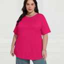 TIYOMI Women Plus Size Tops Basic Summer Shirts Short Sleeve Crewneck Tunics Casual T-Shirt Loose Fits XL-5XL (XXL)