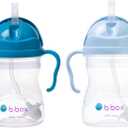 b.box Sippy Cup with Weighted Straw (2-Pack). Leak Proof, Easy Grip. BPA Free & Dishwasher Safe. Ideal for Babies 6m+ to Toddlers (cobalt + bubblegum, 8oz)